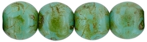 Round Beads 4mm: CZRD4-T6313 - Opaque Turquoise - Picasso - 25 pieces