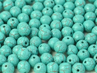 Round Beads 6mm: CZRD6-24614 - Ionic Turquoise Green/Brown - 25 pieces