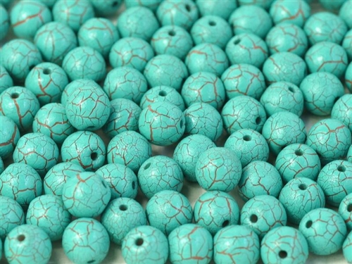 Round Beads 6mm: CZRD6-24614 - Ionic Turquoise Green/Brown - 25 pieces