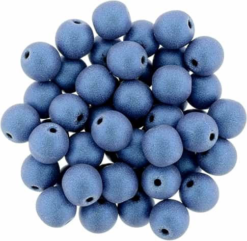 Round Beads 6mm: CZRD6-79031 - Metallic Suede - Blue - 25 pieces