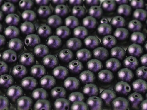 Round Beads 6mm: CZRD6-94101 - Polychrome Black Raspberry - 25 pieces