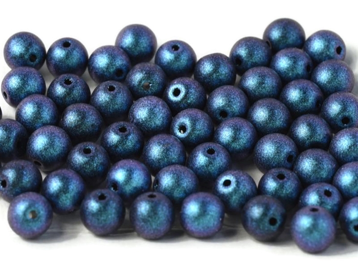 Round Beads 6mm: CZRD6-94109  - Polychrome - Dark Capri - 25 pieces