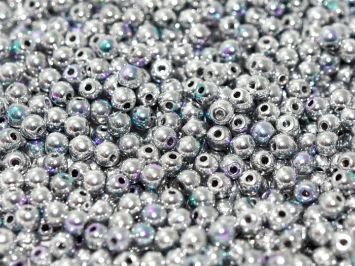 Round Beads 6mm: CZRD6-98553 - Crystal Glittery Silver - 25 pieces