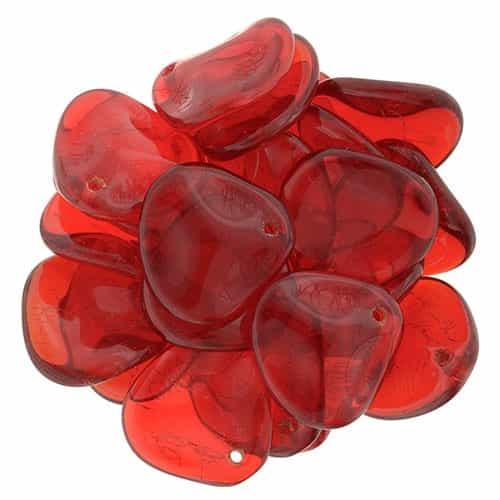 Czech Rose Petals 14/13mmï¿½- CZRP-9008 - Siam Ruby - 12 Petals