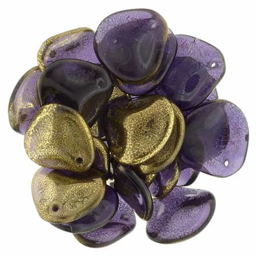 Czech Rose Petals 14/13mmï¿½- CZRP-G2051 - Gold - Tanzanite - 12 Petals