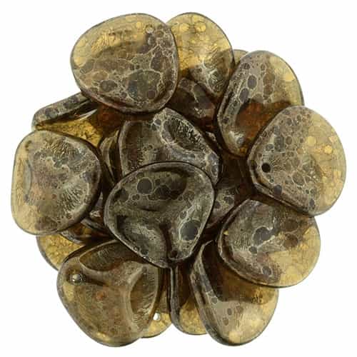 Czech Rose Petals 14/13mmï¿½- CZRP-MD1023 - Moon Dust - Smoky Topaz - 12 Petals