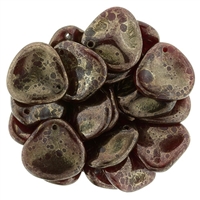 Czech Rose Petals 14/13mmï¿½- CZRP-MD91260 - Moon Dust - Oxblood - 12 Petals