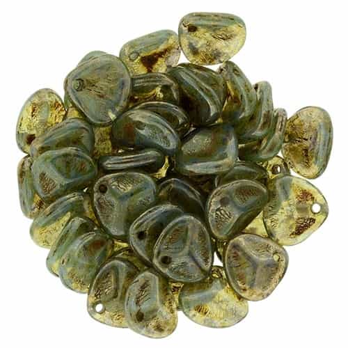 Rose Petals 8/7mm - CZRP8-BT61100 - Milky Peridot - Bronze Picasso - 25 Petals