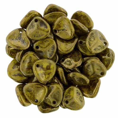 Rose Petals 8/7mm - CZRP8-BT8312 - Opaque Yellow - Bronze Picasso - 25 Petals