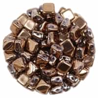 Czech Silky 2-Hole Beads 6x6mm - CZS-00030-27100 - Crystal Capri Full Gold - 25 count