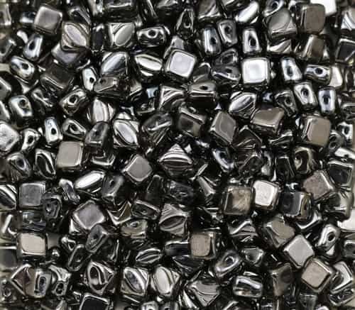 Czech Silky 2-Hole Beads 6x6mm - CZS-00030-27400 - Crystal Full Chrome - 25 count