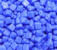 Czech Silky 2-Hole Beads 6x6mm - CZS-33100 - Opaque Blue - 25 count