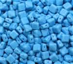 Czech Silky 2-Hole Beads 6x6mm - CZS-63030 - Opaque Turquoise - 25 count