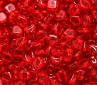 Czech Silky 2-Hole Beads 6x6mm - CZS-90090 - Red - 25 count