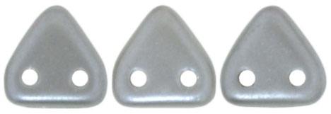 CzechMates Two Hole Trangles 6mm: CZT-25028 - Pearl Coat - Silver