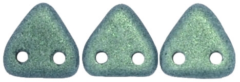 CzechMates Two Hole Trangles 6mm: CZT-79051 - Metallic Suede - Light Green