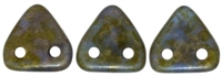CzechMates Two Hole Trangles 6mm: CZT-CT3005 - Sapphire - Copper Picasso