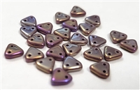 CzechMates Two Hole Triangles 6mm: CZT-LR23020 - Luster Iris - Opaque Amethyst - 25 count