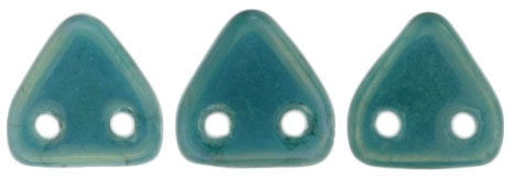 CzechMates Two Hole Trangles 6mm: CZT-LR6023 - Luster Iris - Atlantis Blue