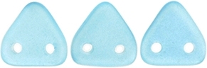 CzechMates Two Hole Trangles 6mm: CZT-MSG6001 - Sueded Gold Aquamarine - 25 count