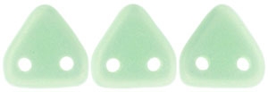 CzechMates Two Hole Trangles 6mm: CZT-MSG6310 - Sueded Gold Opaque Pale Turquoise - 25 count
