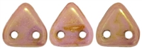 CzechMates Two Hole Trangles 6mm: CZT-P65491 - Luster - Opaque Rose/Gold Topaz