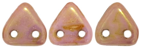 CzechMates Two Hole Trangles 6mm: CZT-P65491 - Luster - Opaque Rose/Gold Topaz