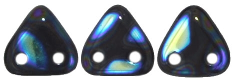 CzechMates Two Hole Trangles 6mm: CZT-PK2398 - Peacock - Jet - 25 count