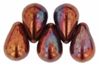 CZTD-R14415 - Czech Tear Drops 6/4mm: Iris - Copper - 25 Count