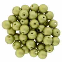 Top Hole Round Beads 6mm: CZTHR6-29482 - ColorTrends: Satin Metallic Chartreuse - 25 pieces