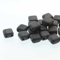 [ 4-1-B-T ] Two Hole Tile 5mm : CZTWN05-23980-84110 - Black Matte - 30 Bead Strand