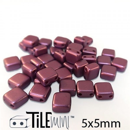 Two Hole Tile 5mm : CZTWN05-25031 - Pastel Burgundy - 25 Count