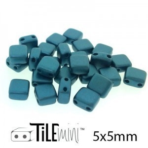 Two Hole Tile 5mm : CZTWN05-25033- Pastel Petrol - 25 Count