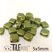 [ 4-1-B-T ] Two Hole Tile 5mm : CZTWN05-25034 - Pastel Olivine - 25 Count