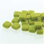 Two Hole Tile 5mm : CZTWN05-53400 - Green Opaque - 30 Bead Strand