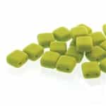 Two Hole Tile 5mm : CZTWN05-53400-84110 - Green Matte - 30 Bead Strand