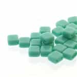 Two Hole Tile 5mm : CZTWN05-63130 - Turquoise Green - 30 Bead Strand