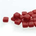 Two Hole Tile 5mm : CZTWN05-93210 - Red Opaque - 30 Bead Strand