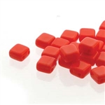 Two Hole Tile 5mm : CZTWN05-93400 - Coral Opaque - 30 Bead Strand