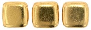 CzechMates Two Hole Tile 6mm 24KT Gold Plated 25 Beads