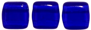 Two Hole Tile 6mm Cobalt 25 Bead Strand