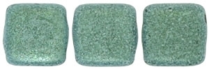 CzechMates Two Hole Tile 6mm - CZTWN06-79051 - Metallic Suede - Light Green - 25 Beads
