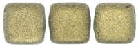 CzechMates Two Hole Tile 6mm - CZTWN06-79080 - Metallic Suede - Gold - 25 Beads