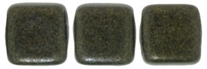 CzechMates Two Hole Tile 6mm - CZTWN06-79082 - Metallic Suede - Dark Green - 25 Beads