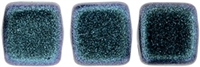 CzechMates Two Hole Tile 6mm - CZTWN06-94105 - Polychrome - Indigo Orchid - 25 Beads