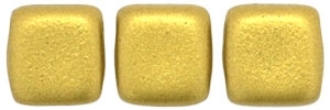 Two Hole Tile 6mm Matte Metallic Aztec Gold 25 Bead Strand