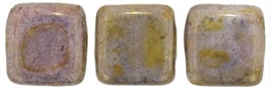 CzechMates Two Hole Tile 6mm Luster- Opaque Gold/Smoky Topaz 25 Beads