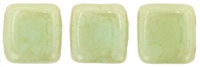 CzechMates Two Hole Tile 6mm - CZTWN06-ST63100 - Opaque - Pale Turquoise - Star Dust - 25 Beads