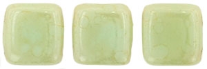CzechMates Two Hole Tile 6mm - CZTWN06-ST63100 - Opaque - Pale Turquoise - Star Dust - 25 Beads