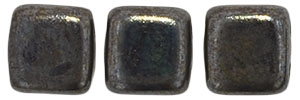 CzechMates Two Hole Tile 6mm - CZTWN06-TL13720 - Chocolate Brown - Luster Picasso - 25 Beads